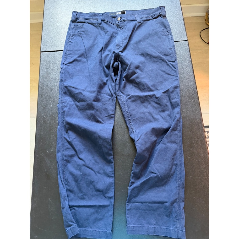 Carhartt Rugged Flex Relaxed Fit Canvas Work Pants Navy Blue 40x32 BN2291-M